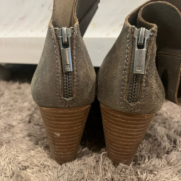 Lucky Brand Taupe Wedge Peep-Toe Booties - Picture 5 of 6